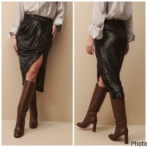 NWT TWP Lover Squin Vent skirt in Espresso Brown Size 2